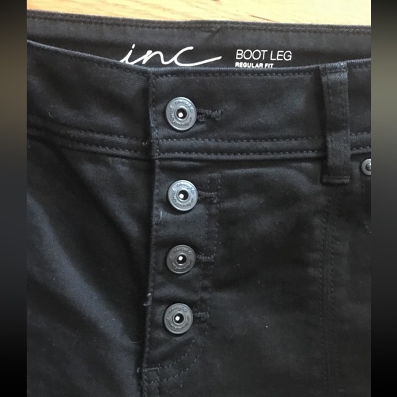 Like new INC black stretch flare split hem pants - Picture 4 of 13